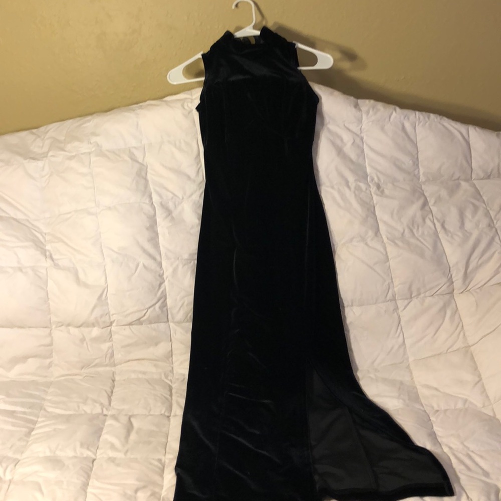 Black Velvet Empire Waist Dress Sz XS